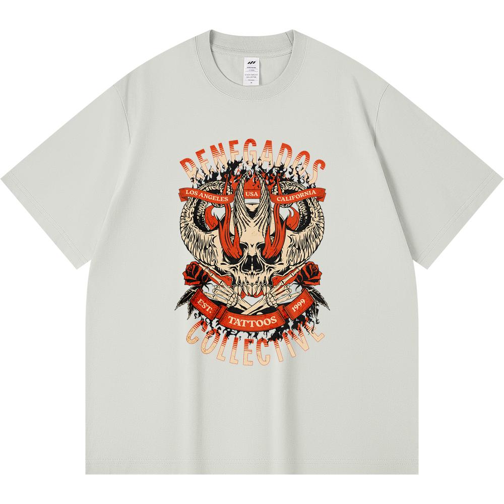 

Футболка из 100% хлопка плотностью 230 г/м2 с принтом Renegados Collective Tattoos Heavy Metal Tees, забавная футболка из чесаного хлопка в стиле Харадзюку XS абрикосовый