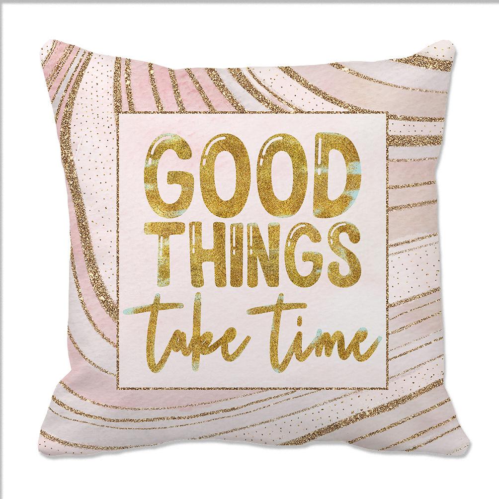 

Мраморный узор Золотая пудра Стиль Инс Подушка Вдохновляющее настроение Английское короткое предложение Плюшевая наволочка Украшение для дивана Спинка 45Cm