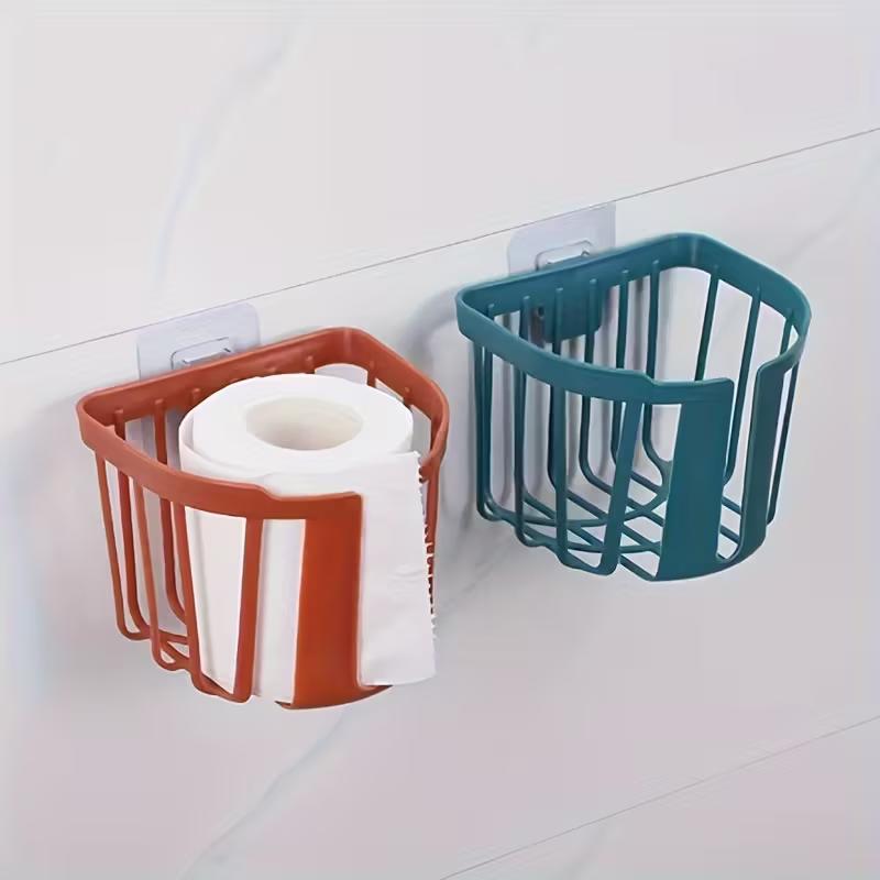 Creative Punch-Free Toilet Paper Shelf Storage Rack Bathroom Kitchen Tissue Box Wall-Mounted Paper Storage Box Paper Holder