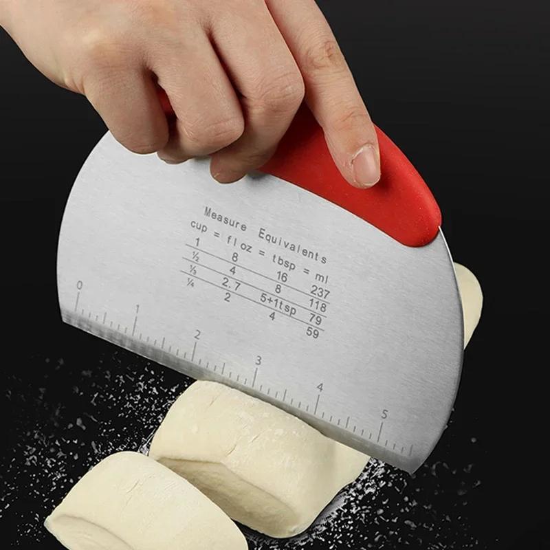 Dough Cutter Pastry Pizza Bread Dough Scraper Stainless Steel Kitchen Scraper Spatula Dough Knife Chopper Baking Accessories