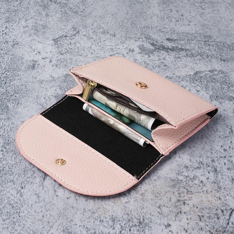Lychee Pattern PU Leather Small Wallet & Card Holder with Coin Purse