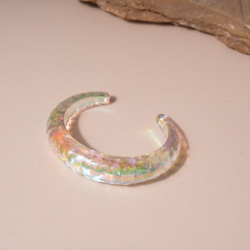 AB Colorful Acrylic Opening Bangle Irregular Large Resin Bracelet Fashion Wide Cuff Bracelet  Women