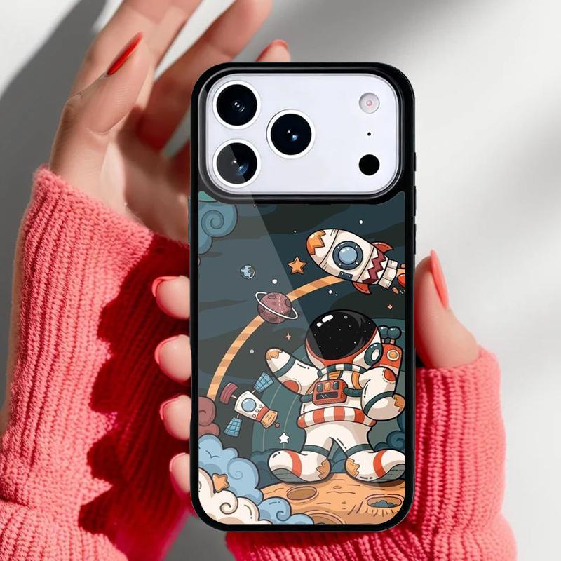 Space Cartoon Cute Doodle Phone Case for iPhone 17 Air 16e 15 14 13 Pro Max Back Cover for 12 11 Pro Coque