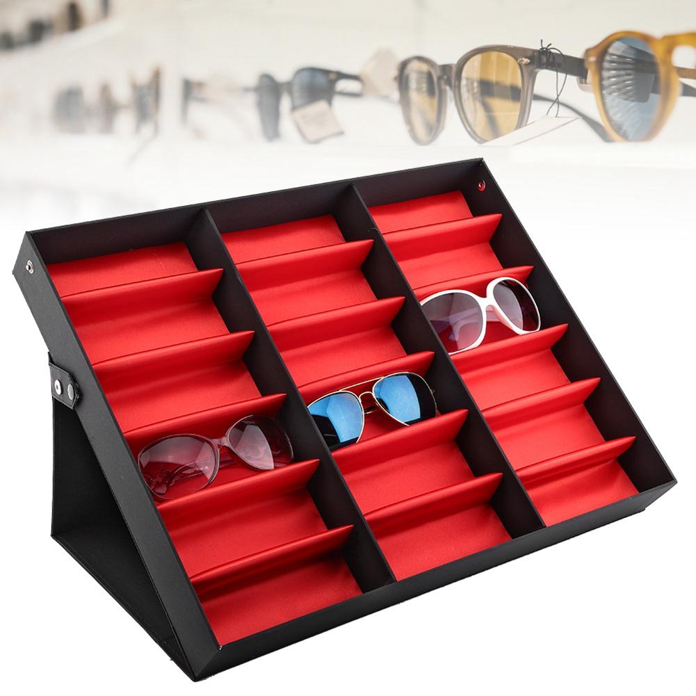 18 Grids Glasses Display Stand Sunglasses Storage Box Glasses Jewelry Organizer