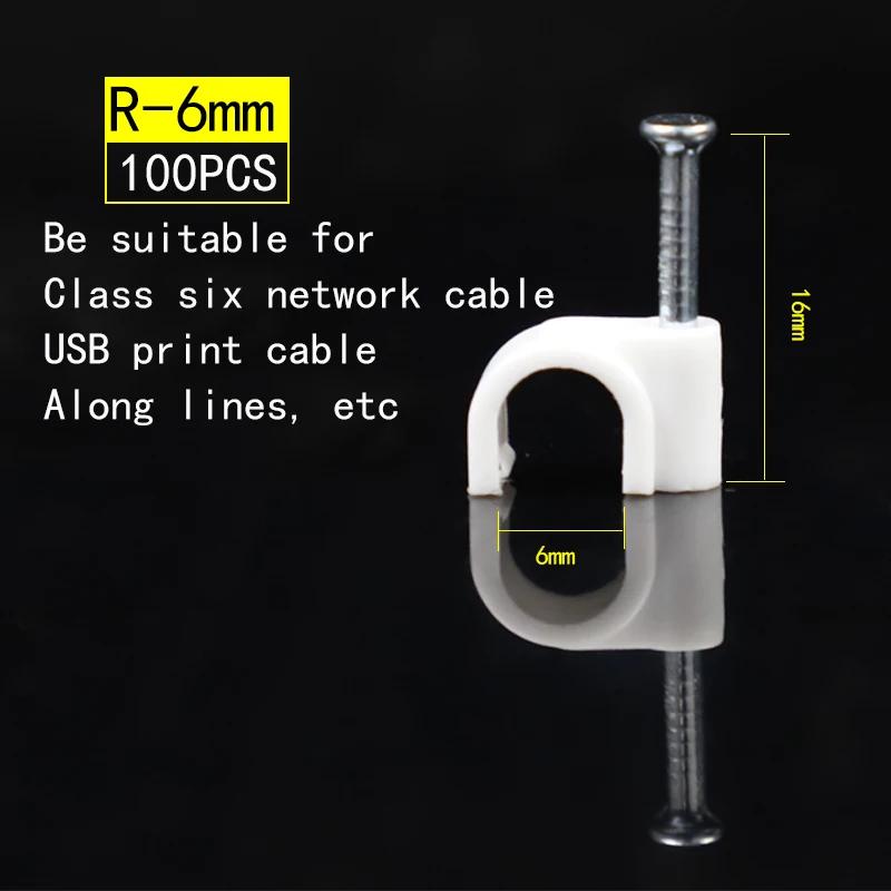 100pcs Cable Clips 4/6/8/10/12/14/16/20mm Cable Wire Clips Nail In Cable Clips Cable Tacks Coaxial Nail Clamps  Nails For Cords