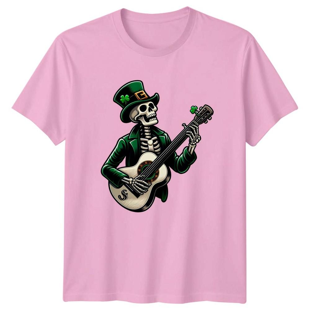 Skeleton Leprechaun Playing Acoustic Guitar TShirt Irish Rock St Patricks Day