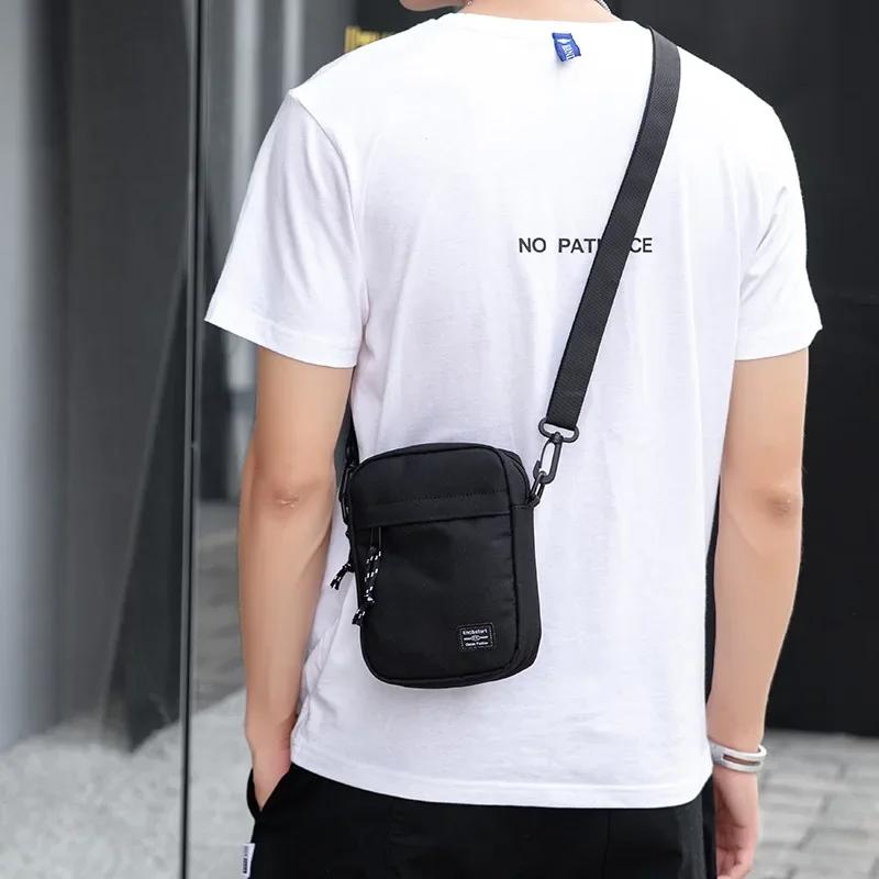 Minimalist Wallets Mens Crossbody Waist Bag Stylish Oxford Shoulder Bag Men's Casual Backpack Male Trendy Small Square Phone Bag