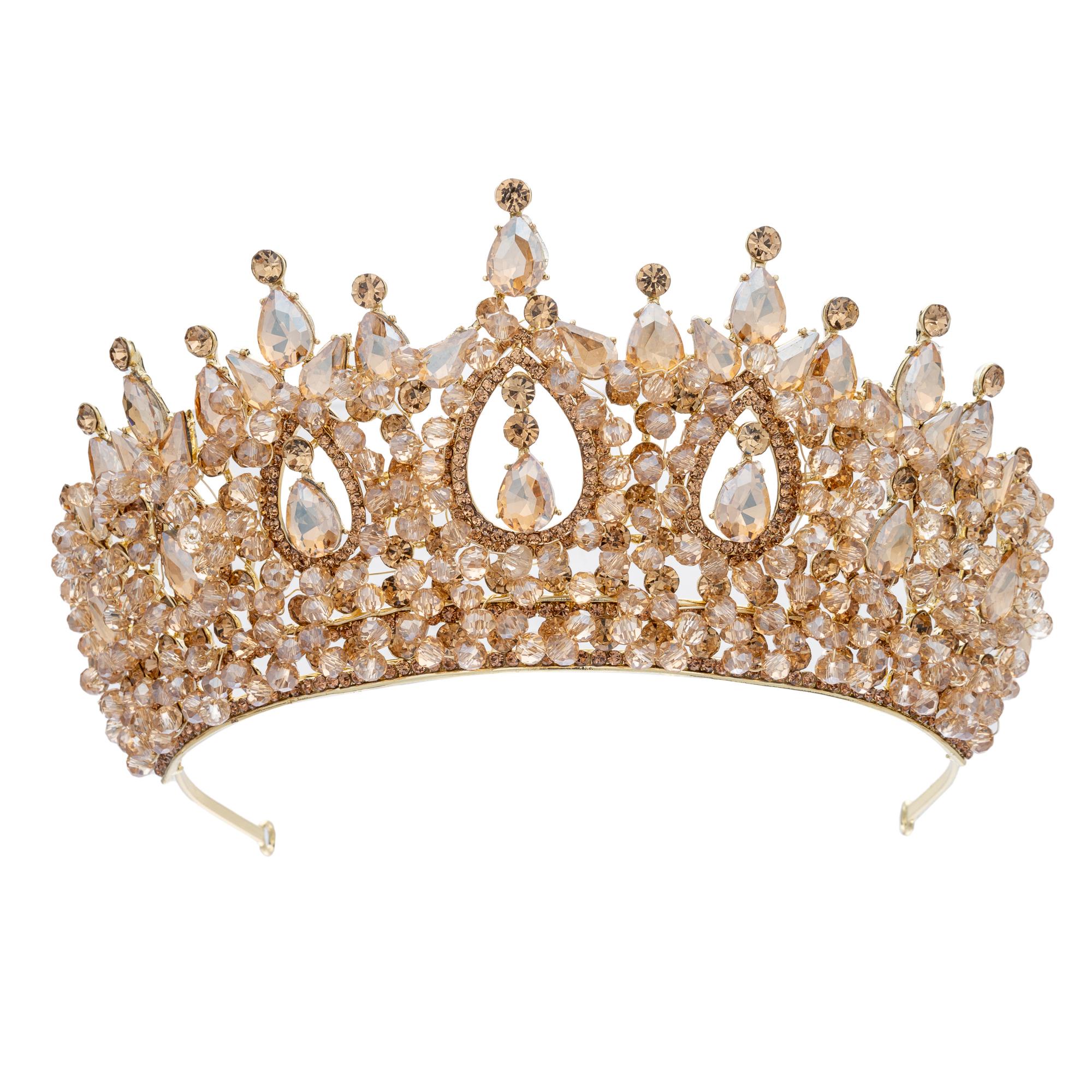 Baroque Crowns for Queen Crystal Princess Wedding Crowns Tiaras for Bride Pageant Women Diadem Wedding Hair Jewelry Headdress