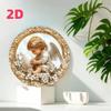 Vintage Metal Floral Angel Art Gold Frame Round Wall Decor Gift Home Cafe