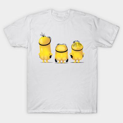 Asian Size Men Print T-shirt Minions - Kevin, Bob, & Stuart No-Cut Heat Transfer Print Cotton Tshirt