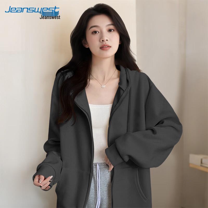 Jeanswest Women's Korean Style Loose Hooded Sweatshirt