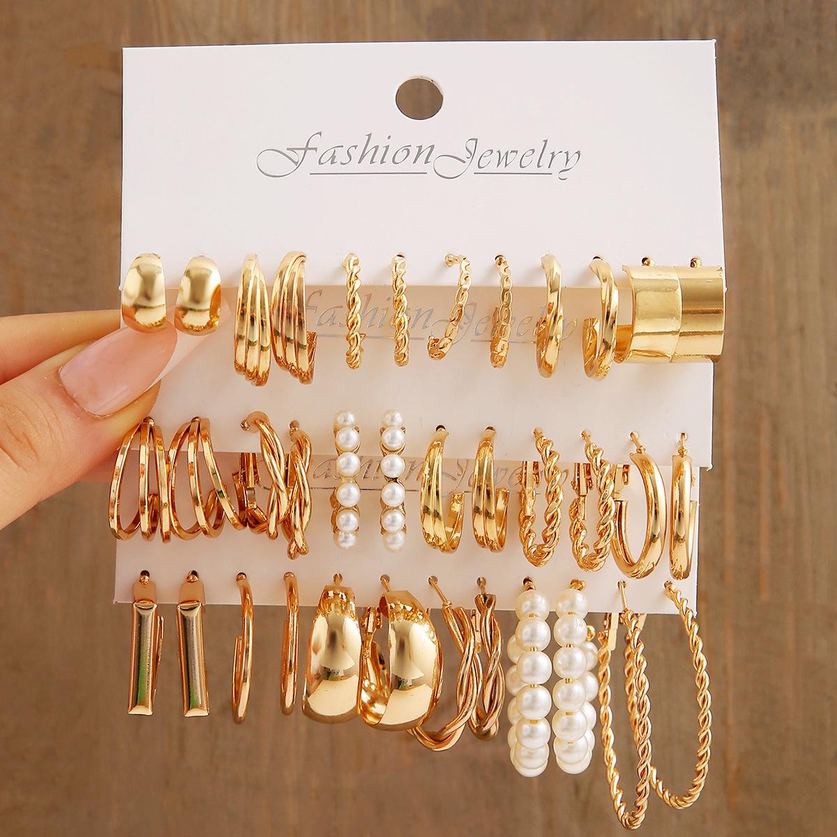 Retro European  American Geometric Ear Cuffs: Exaggerated Square Earring Set for Women