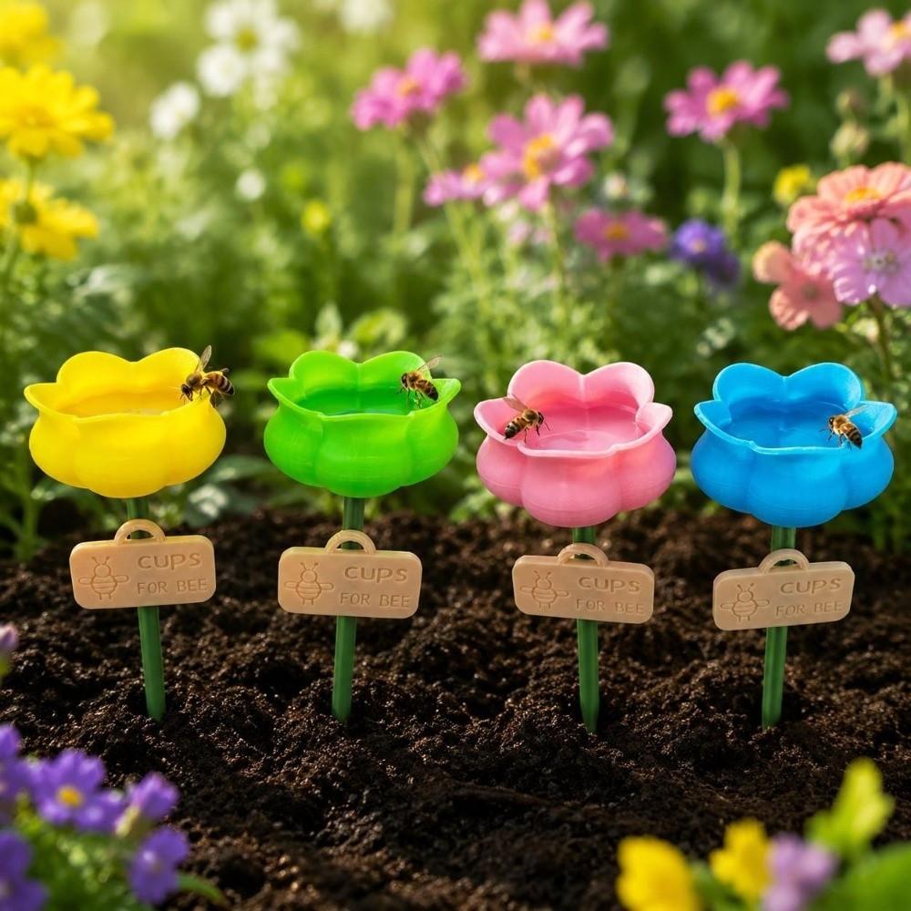 Colorful Bee Butterfly Water Cup Plastic Insect Drinking Device Outdoor Garden Decor