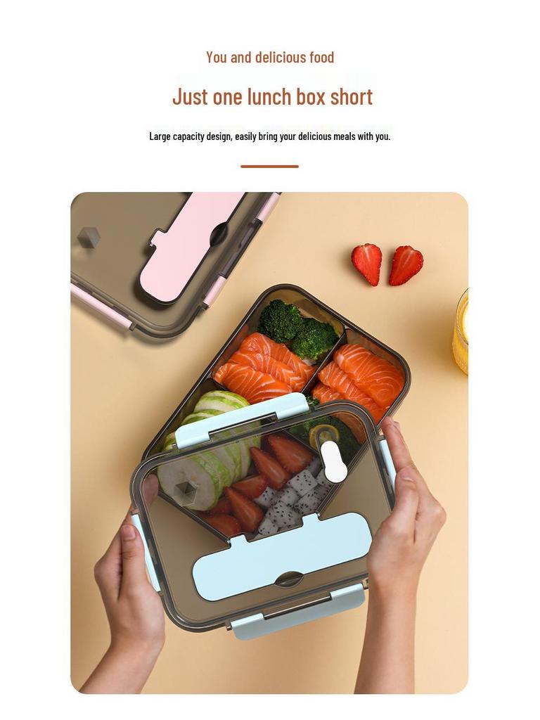 Insulated Bento Lunch Box with Lid - Large Capacity, Food-Grade, Portable for Students and Office Workers