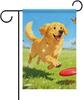 Playful Golden Retriever Garden Ags Double Sided Polyester Seasonal, 12x18 XXQ