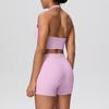 Cross-Border Halter Sports Vest & High-Waist Pocket Yoga Shorts Set