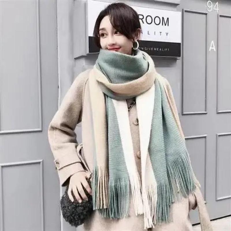 Tassel Couple Scarf Winter Long Thick Wool Student Scarf Women's Versatile Thickened Autumn and Winter Korean Style Scarf for Men
