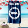 Custom Name Brighton Hove Albion Print Beach Towel, Large Soft Quick Dry Towel for Beach Camping Swimming