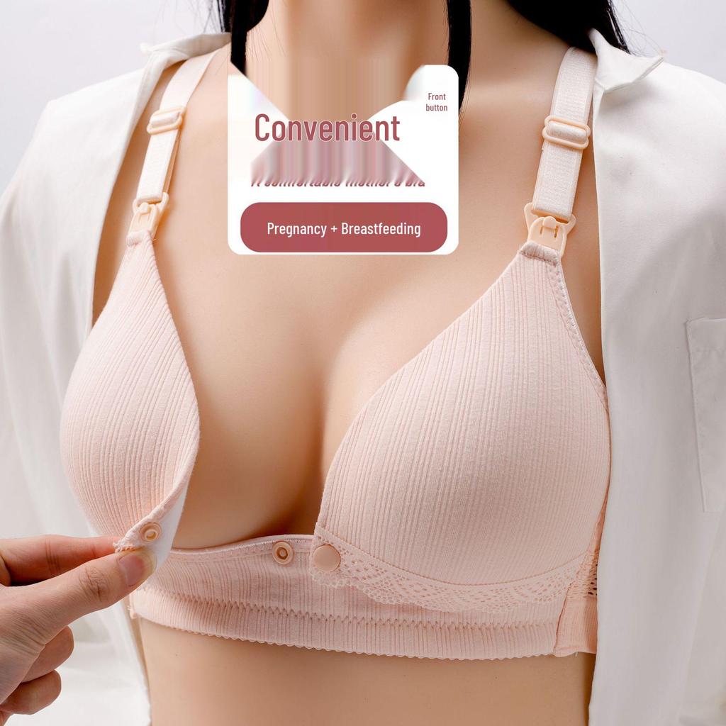 Maternity Nursing Bra: Anti-Sag, Full Support, Front Buckle, Pure Cotton Lining, Thin Design for Pregnancy & Breastfeeding.