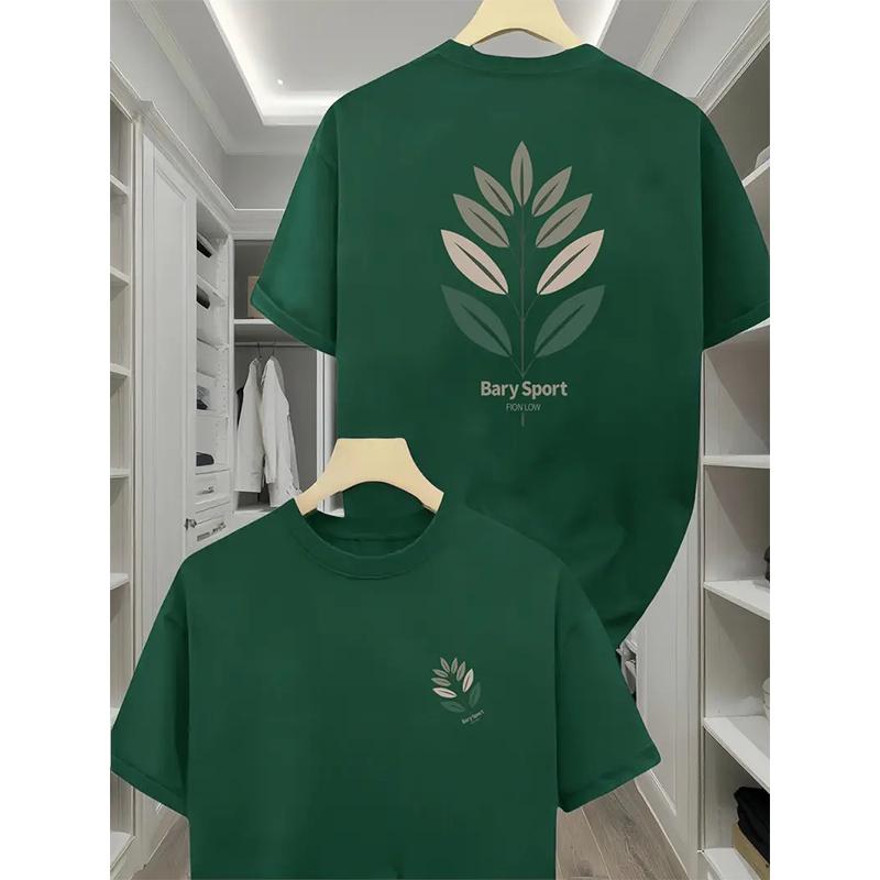 New Summer Men's Fashion T-shirt Personality Leaf Printed Men's T-shirt Top