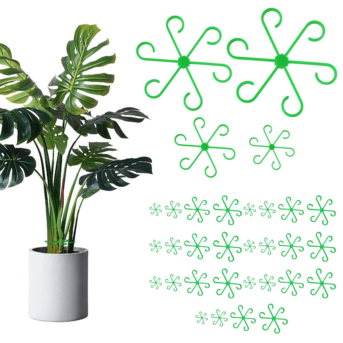 

Plant Stem Support for Indoor Outdoor,16pcs Plastic Monstera Plant Support,4 Sizes Reusable Plant Stabilizer for Climbing Plants, Ivy, Roses, Pothos 16 зелений