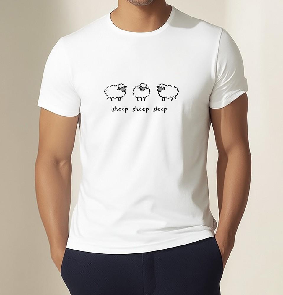 034;Sheep Sheep Sleep034; Cartoon T-Shirt Funny Bedtime Graphic Tee Unisex Casual Tee Unisex T-Shirt M