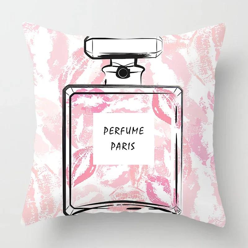

Наволочка с принтом флакона духов, модная, любимая женщинами, домашний декор, украшение для дивана в гостиной, наволочка для подушки 66x66cm серебряный
