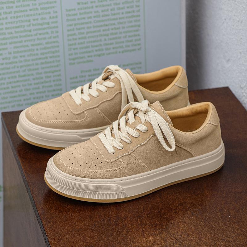 Fashion men fashion cow suede leather shoes lace-up oxfords shoe breathable flats platform sneakers party prom outdoors hiking footwear