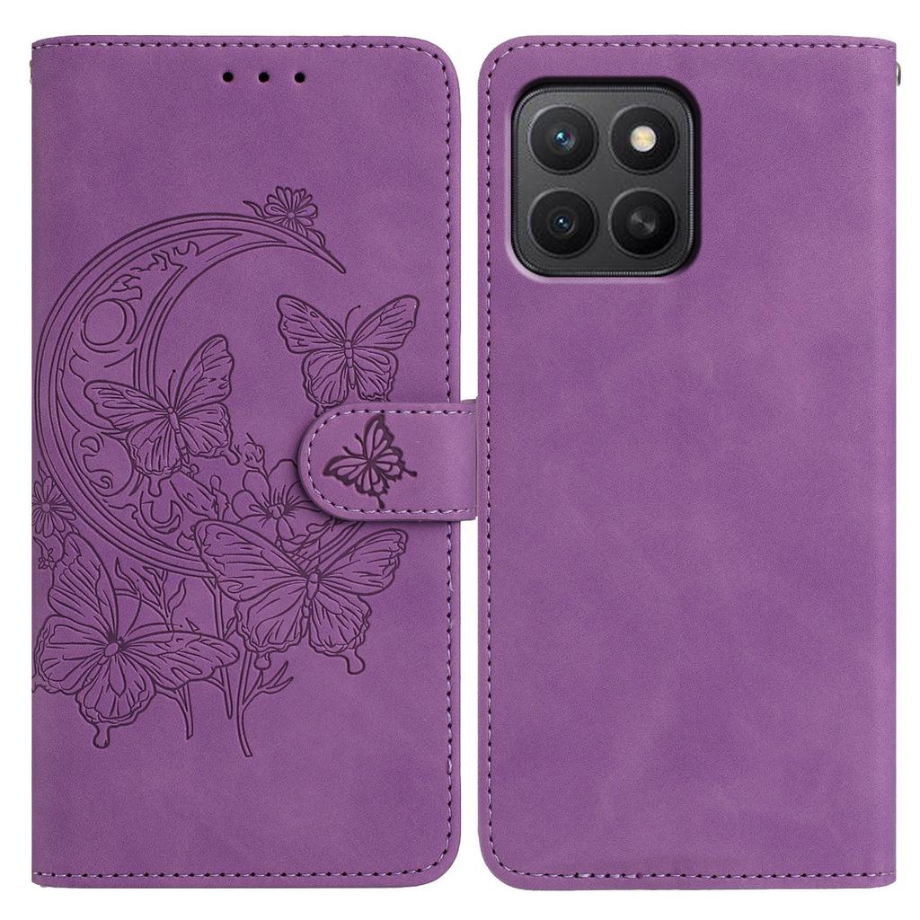 For Honor X8c 4G/X8b 4G Case Butterfly Flower Imprinted PU Leather Wallet Stand Phone Cover