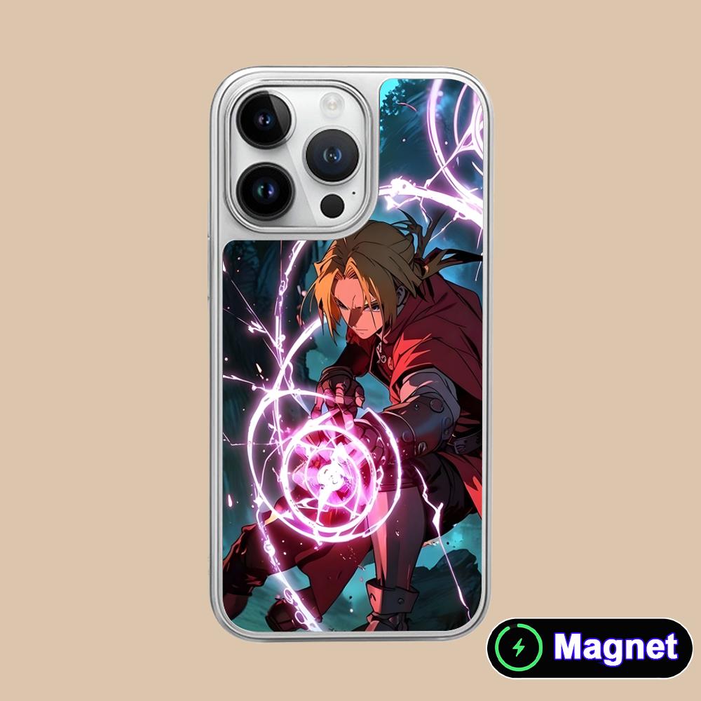 

Fullmetal Edward Elric Phone Case for iPhone 17 16 15 14 13 12 11 Air Pro Max Plus Electroplated Silver Magsafe Cover iPhone 11
