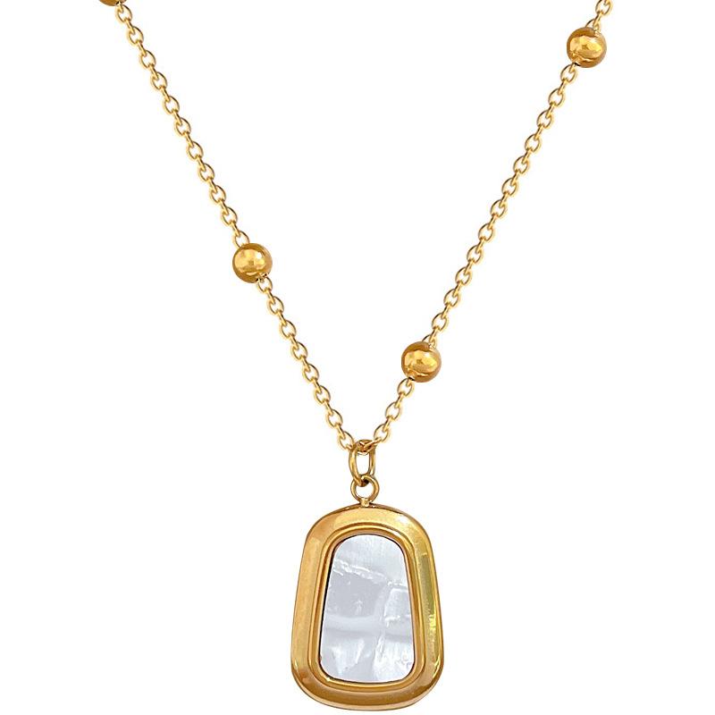 Bead Square Shell Personalized Minimalist Furnace Real Gold Necklace Female Collarbone Chain
