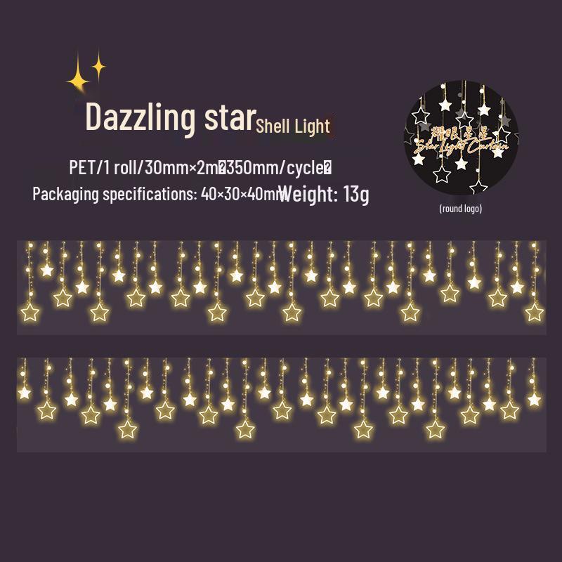 Wunderschönes Tag Washi Tape: Stern & Muschel Licht Serie - DIY Journal Dekorationssticker (6 Designs)