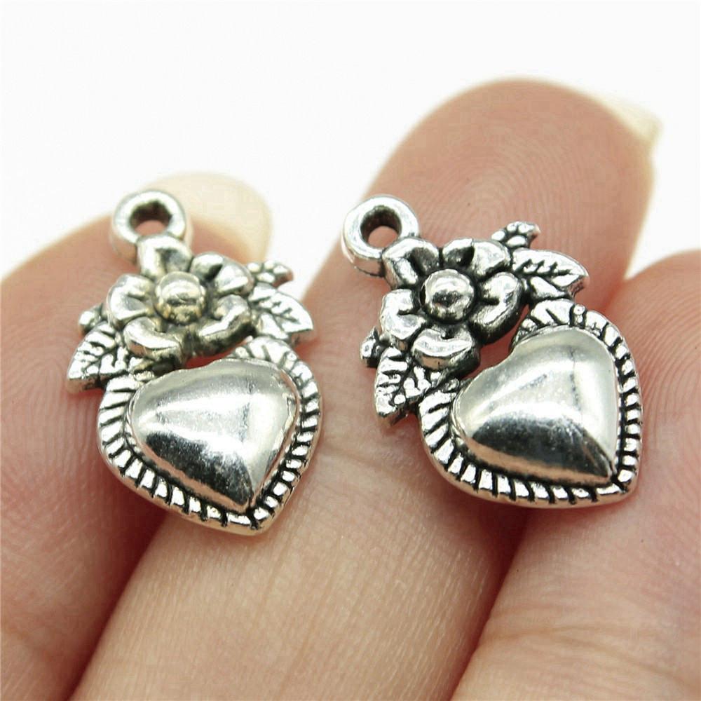 Charms Peach Heart Love Pendants Wedding Jewelry Findings QC094