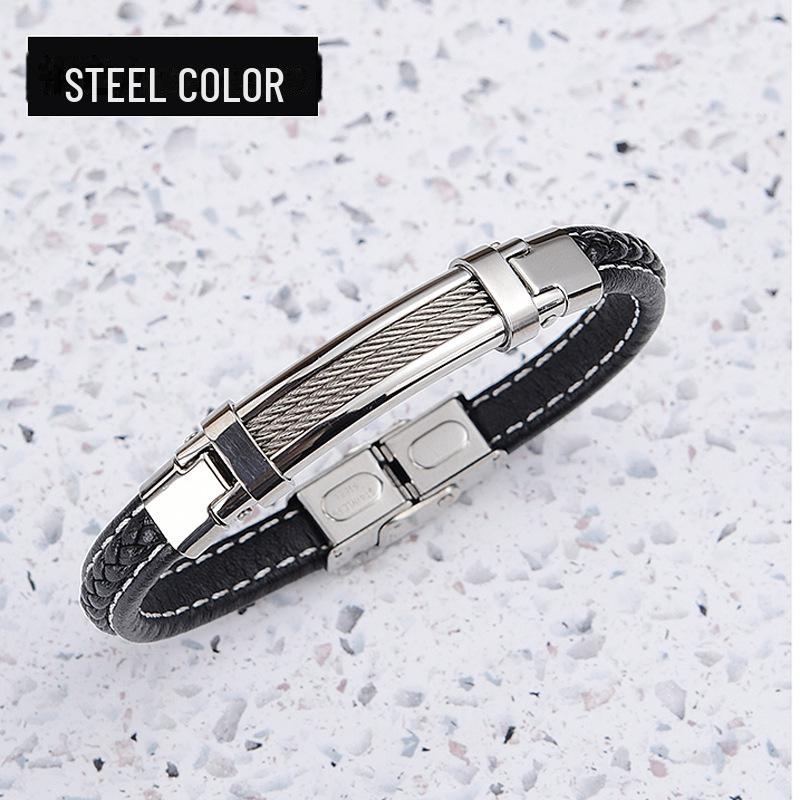 Men’s Luxury Stainless Steel & Microfiber Braided Bracelet