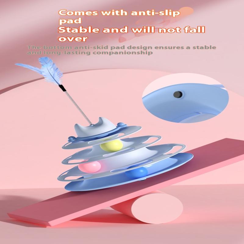 3/4 Levels Cat Toy Tower Turntable Roller Balls Toys Interactive Intelligence Training Track Puzzle Funny Games Accessories