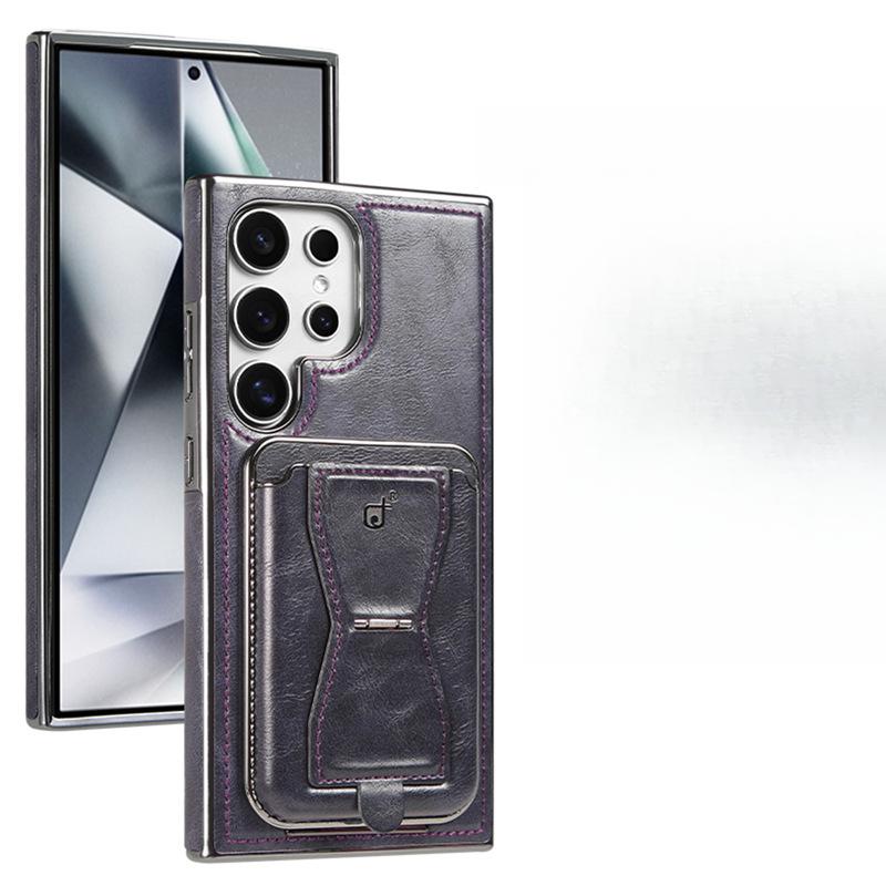 Suitable for Samsung S24 Ultra Mobile Phone Case Magnetic Card Bag Bracket Galaxy23plus Business Men's Full Leather Case