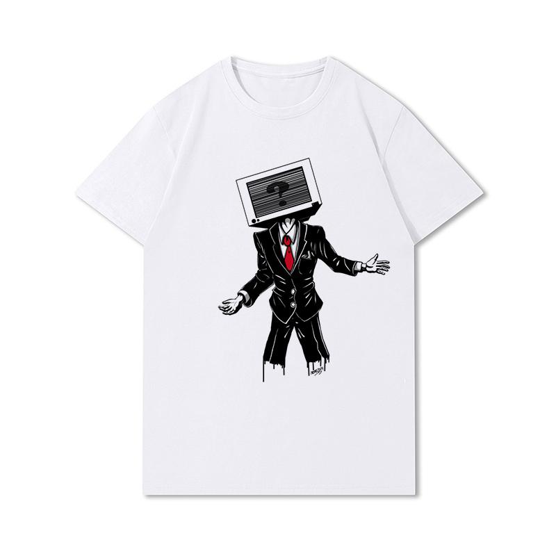 S-3XL 100 mønstre Sommerhvite T-skjorter for kvinner Trykt Uformelle korte ermer Topper O-hals T-skjorter