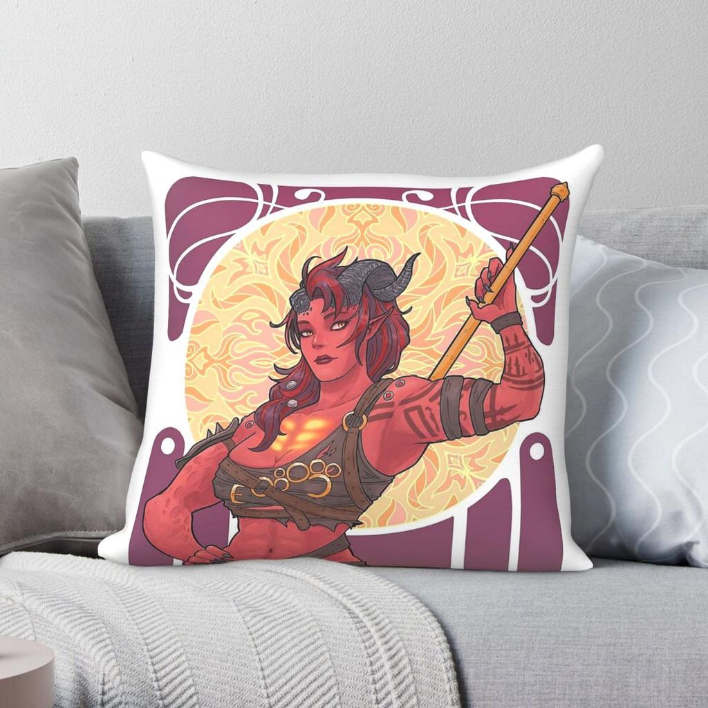 Karlach Nouveau Baldurs Gate Square Pillowcase Polyester Linen Velvet Creative Zip Decorative Throw Pillow Home Cushion Cover