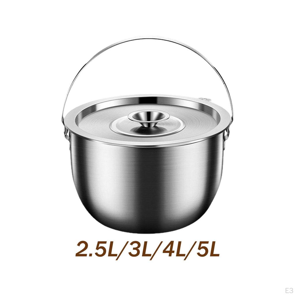 Camping Container Pot Multifunctional with Lid and Handle Camp Cookware for Restaurant BBQ Cooking