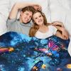 1pc Dream Butterfly Digital Printed Design Blanket - All-Season Soft Flannel Throw with Vibrant Butterfly & Floral Patterns