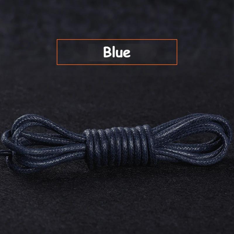 1Pair Cotton Waxed Shoelaces Men's Black Waxing Business Leather Shoelaces Boots Leather Boots Round Shoe Rope Linen Fine Laces