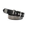 Leather Style Punk Belt With Three Row Hollow Square Buckle Bullet Head Design