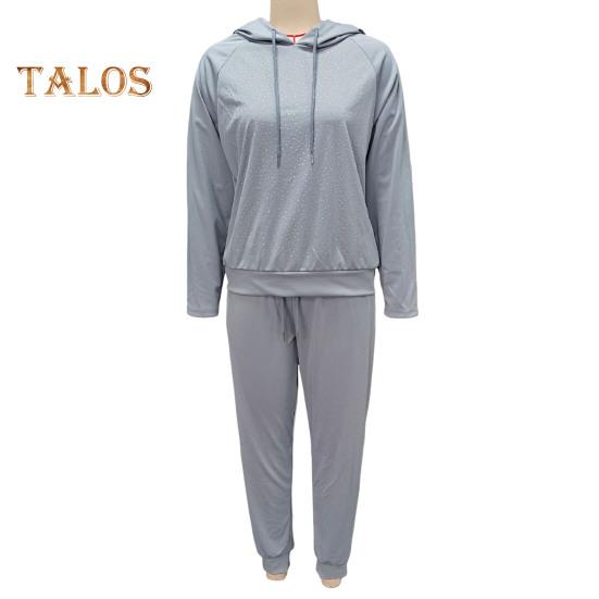 2 szt./zestaw damski bluza z kapturem spodnie garnitur kryształki dekoracyjne długie rękawy patchwork sportowa bluza spodnie z elastycznym pasem fitness strój jesień wiosna dres