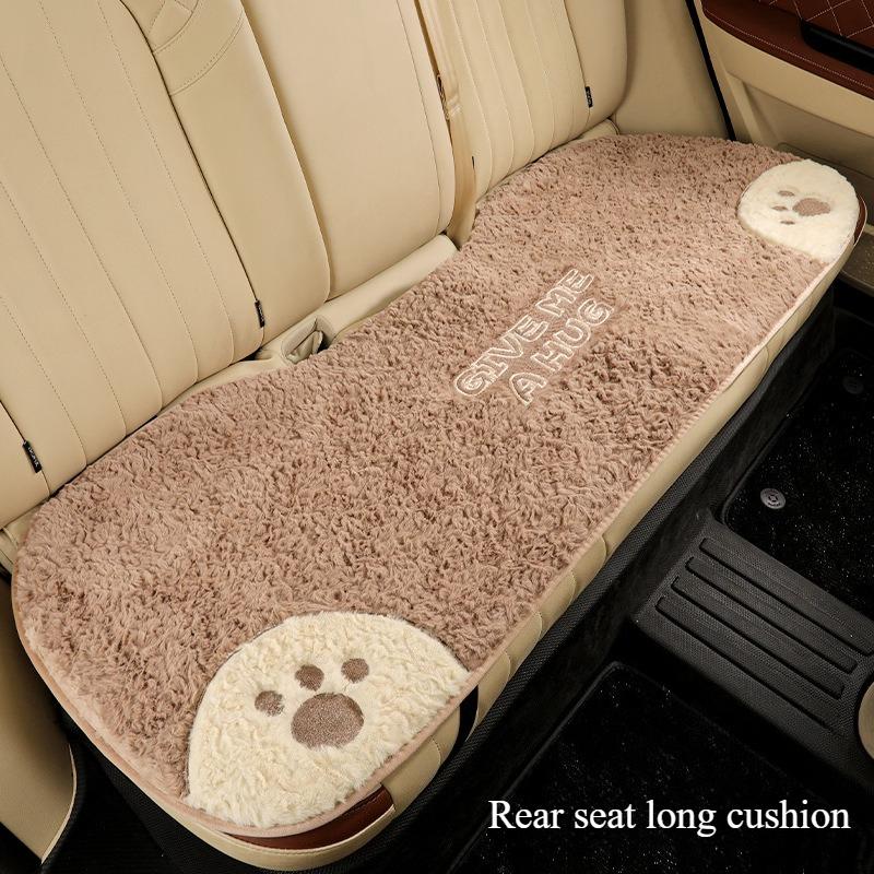 Cartoon 3D Bear Universal Car Seat Cushion Covers Plush Backrest for Autumn Winter Warm Cute Designed Seat Accessories