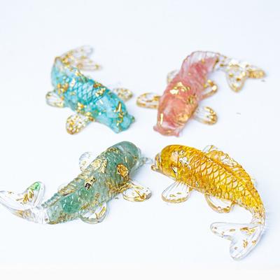 Glue Dripping Crafts Crystal Ornaments Natural Gravel Purely Handmade Goldfish Ornaments Gold Foil Glue Dripping Decorations
