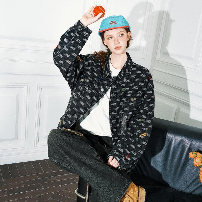 Женская джинсовая куртка свободного кроя с принтом логотипа ICH MODE M