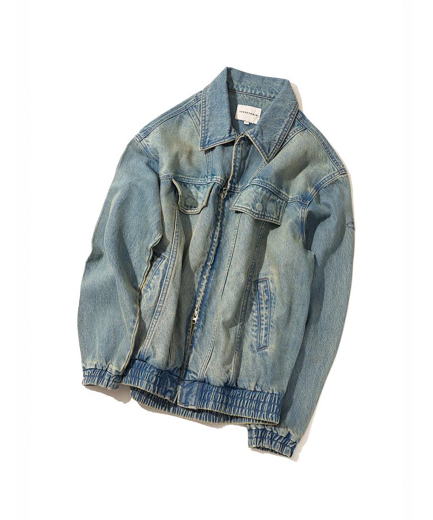 1993Studio Small Logo Vintage Washed Denim Jacket_Light Blue