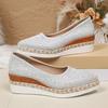 Sequin Cloth Glitter Decoration Wedge Heel Pumps Women 2025 Autumn Pointed Toe High Heel Loafers Casual Soft Sole Shoes