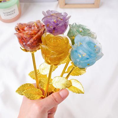 Ornement Figurine Fleur Rose en Cristal Romantique Cadeau Saint-Valentin pour Petite Amie Anniversaire Cadeaux de Mariage Décoration de Table pour la Maison