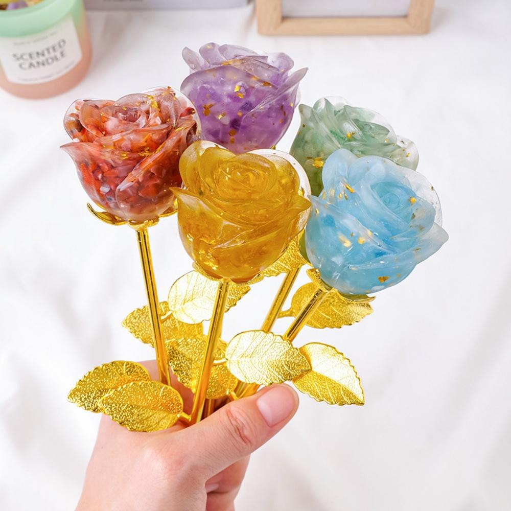 Romantic Crystal Rose Flower Ornament Figurine Valentine's Day Gift for Girlfriend Birthday Wedding Gifts Home Table Decoration